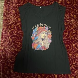 Sleeveless poly spandex stretch Gypsy tee shirt top oversized